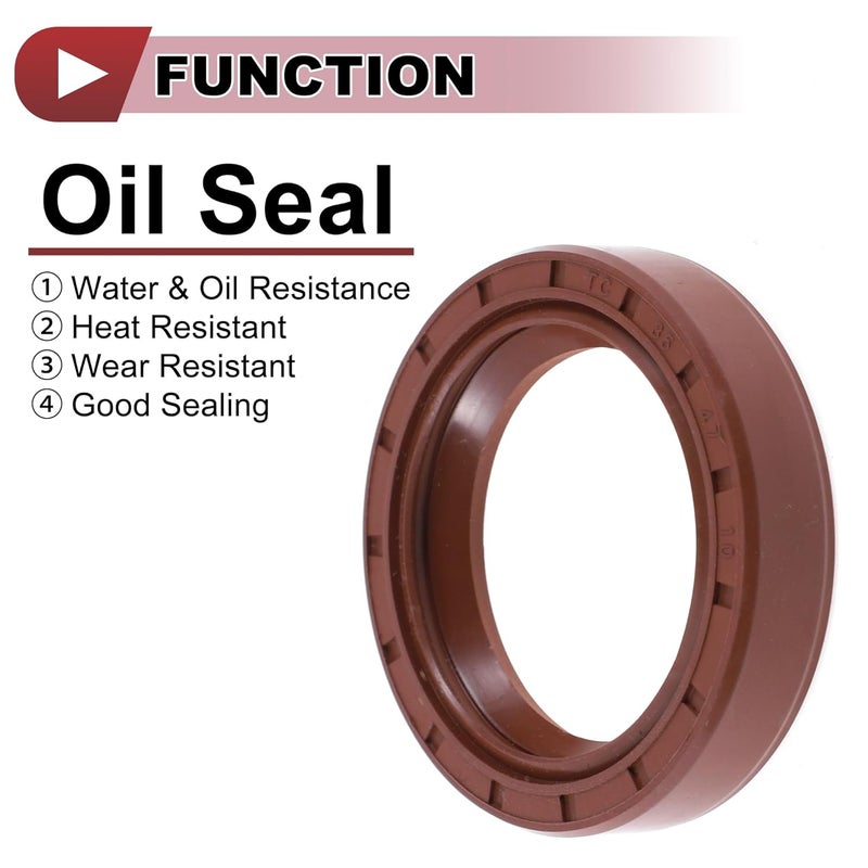 HEROFFIX Universal Oil Seal TC Seal Ring Rotary Shaft Seal 35x47x10mm High Pressure FKM Rubber Brown 2 Pcs - Image 3